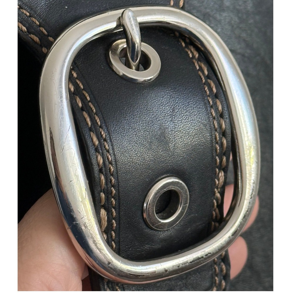 VTG COACH Bleecker Black Leather Messenger Bag Y2K Buckle Flap Crossbody Grunge - Picture 6 of 10